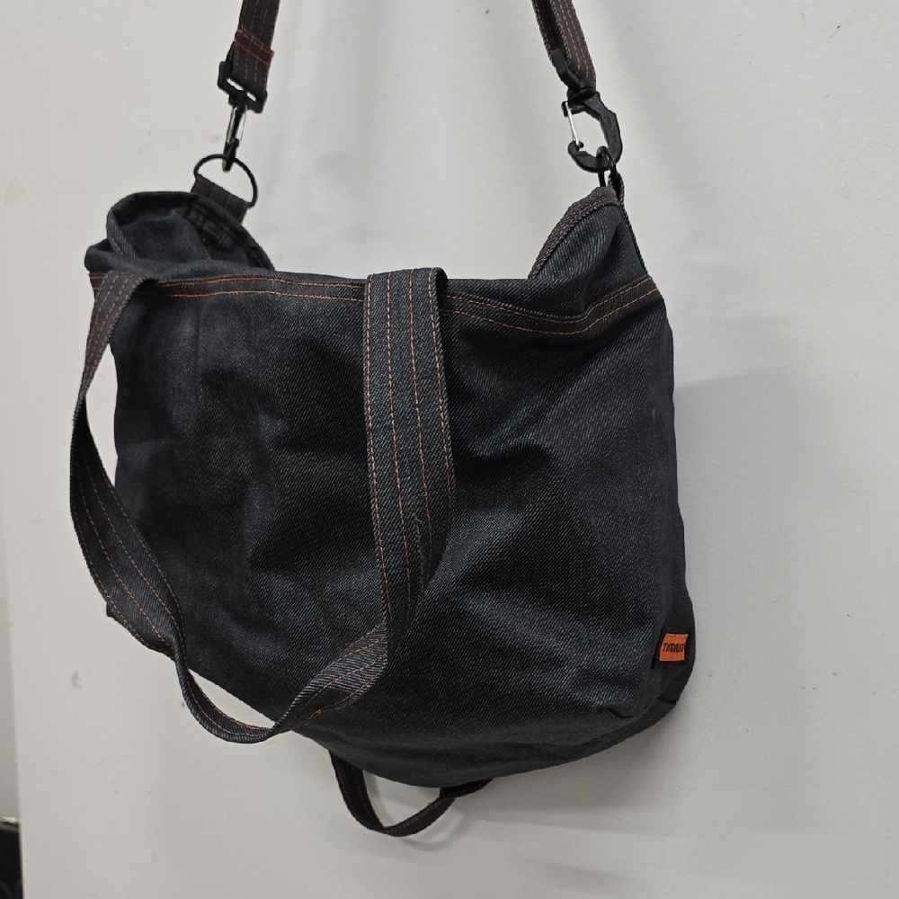 Dark Blue Denim Canvas Shoulder Bag